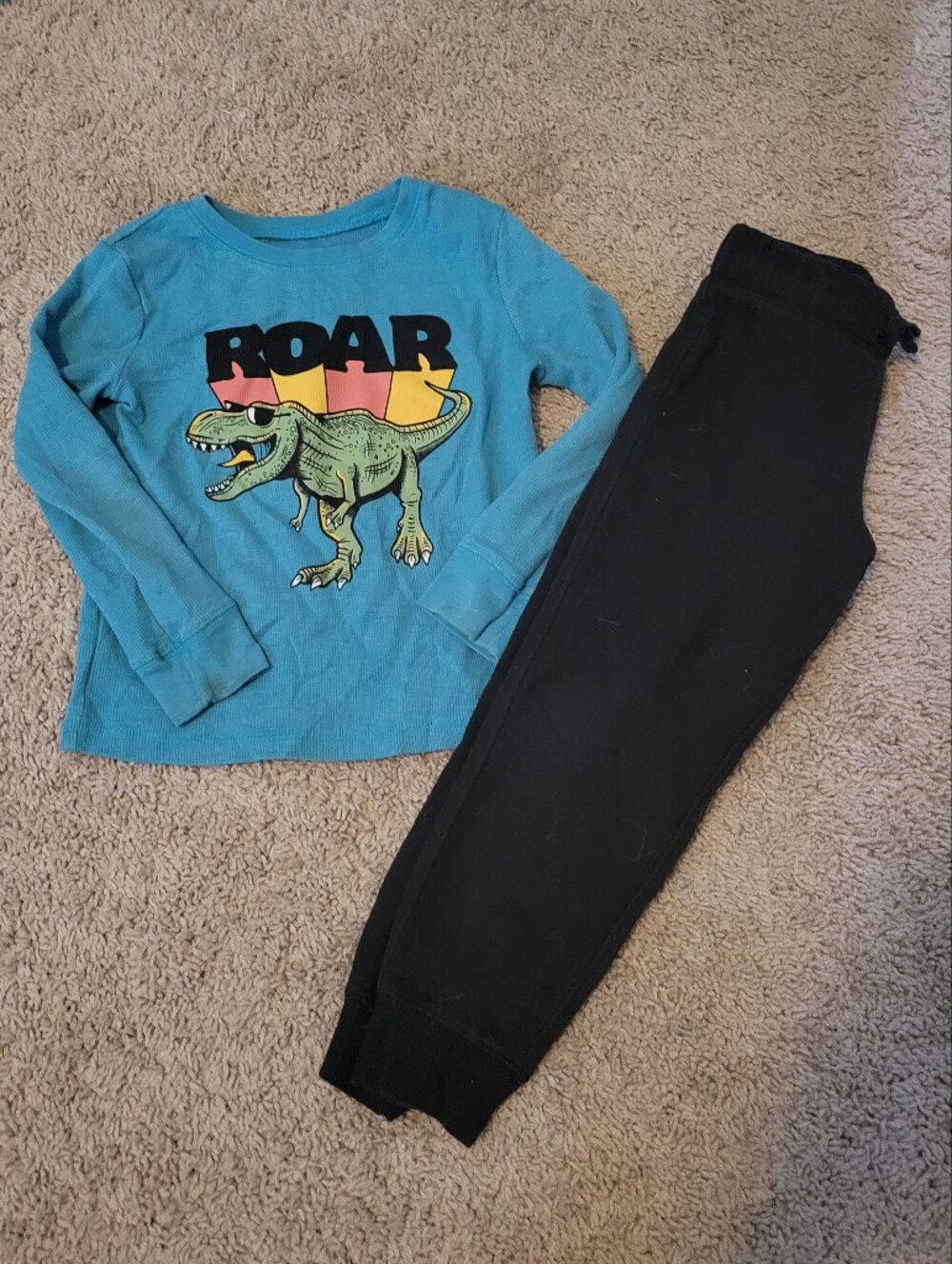 jumping beans Teal Dinosaur 'ROAR' Top with Black Joggers